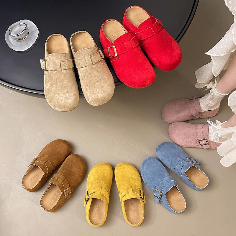 Fashion 2025 Spring and Autumn New Women's Fashion Style Half Drag Shoes with Thick Sole and Medium Heel Casual Outerwear Shoes