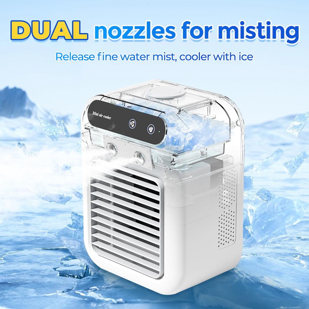 USB Charging Air Conditioner Mini Cooling Fan Desktop Air Cooler  Air Humidifier Double Spray Fan Summer Refrigeration Artifact