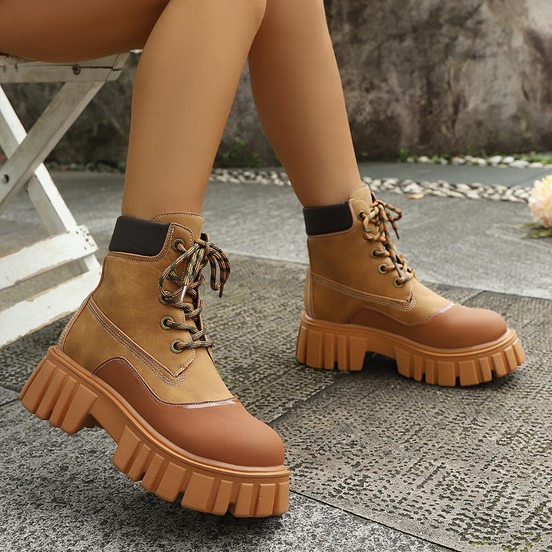 Foreign trade new European and American style large size short Martin boots women's cross-border new British style round head thin knight boots