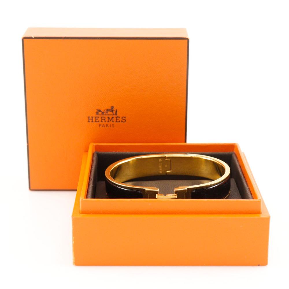 Hermes Click H Bangle Black Plated Gold 34.3g Women Used