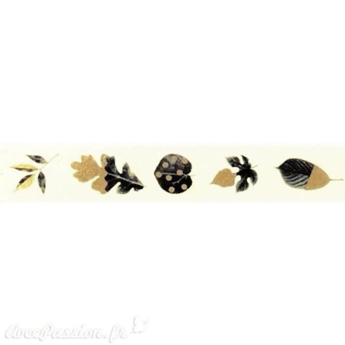 Masking Tape - Noir et Or - Ruban Papier Adhésif Washi - 1,5 cm x 3 m - Décoration Créative - Mixte