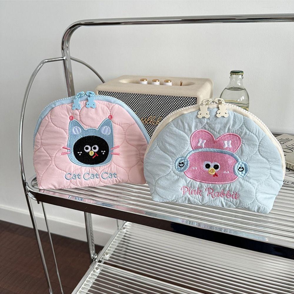 Puppy Cartoon Toiletry Bag Handheld Skincare Storage Bag Portable Embroidery Cosmetic Bag Travel