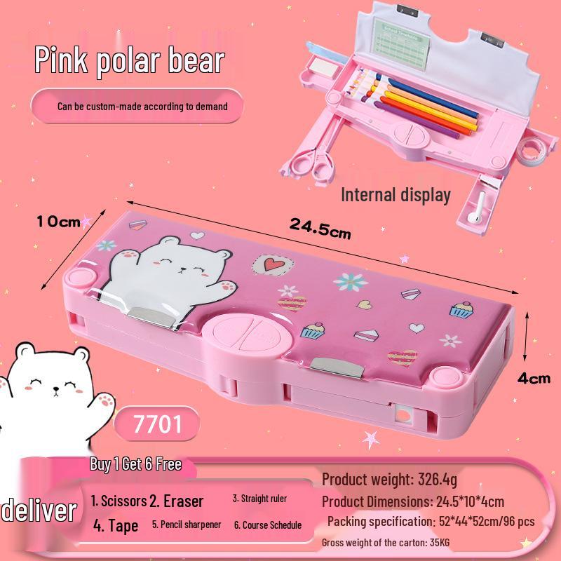 Creative Cartoon Multifunctional Pencil Case for Primary School Students - Large Capacity and High Appeal