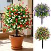 Artificial Camellia Topiary Ball Trees UV Resistant Faux Camellia Shrubs with Stake Realistic Fake Plants Bushes for Front Door Farmhouse Porch Garden