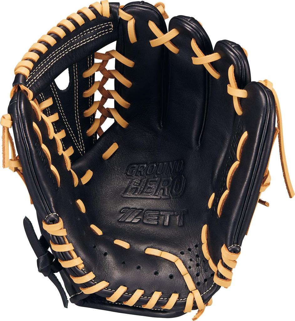 ZETT Youth Baseball Ground Black x Pastel Brown Size BJGB76555F Glove, Hero, All-Around, Left-Handed Throw, (1932), L,