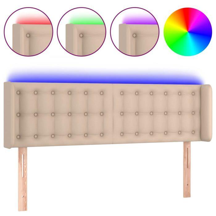 VidaXL Tête de Lit à LED Meuble de Chambre à Coucher Accessoire de Lit Double Tête de Cadre de Lit Intérieur Cappuccino 3123331