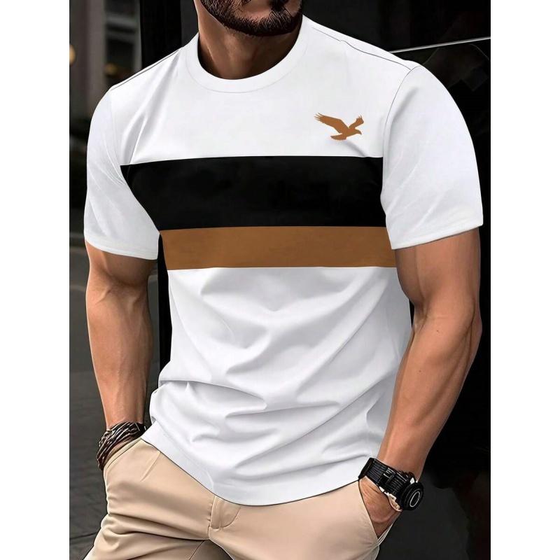

Мужская футболка с геометрической 3D-печатью, разноцветным полосатым узором, летняя повседневная футболка с круглым вырезом, свободная, с коротким рукавом 5XL