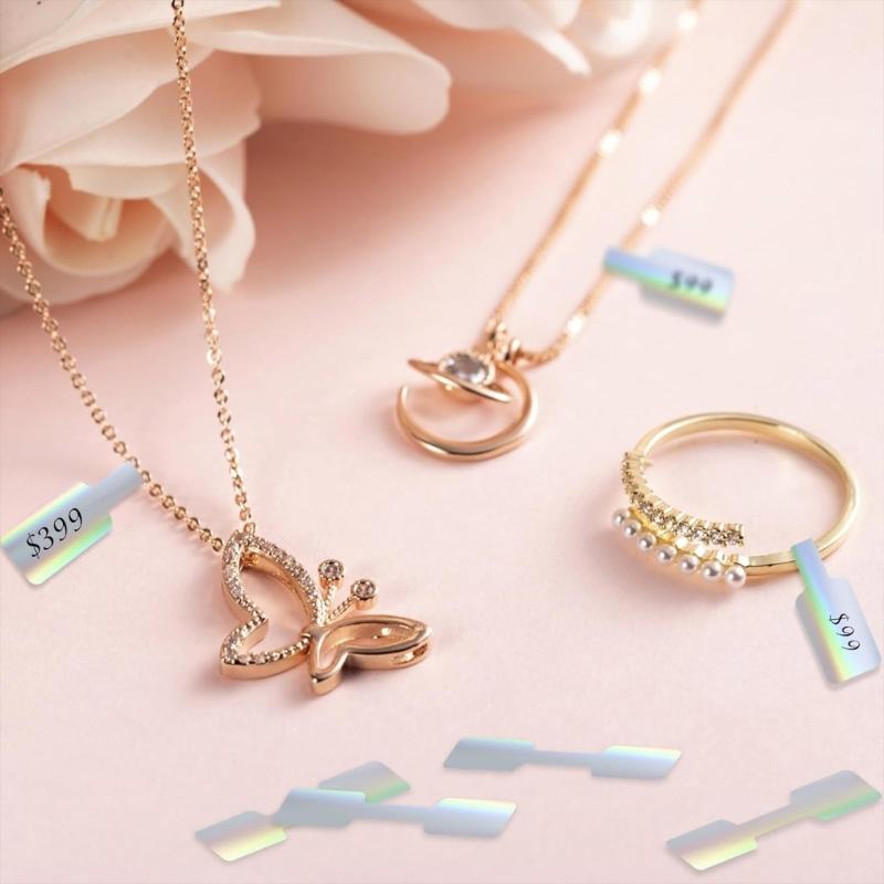 Opakowanie 500 Naklejek Jubilerskich Samoprzylepne Etykiety Cenowe do Wyświetlania Ręcznie Robione Etykiety z Naturalnego Papieru Kraft do Dekoracji