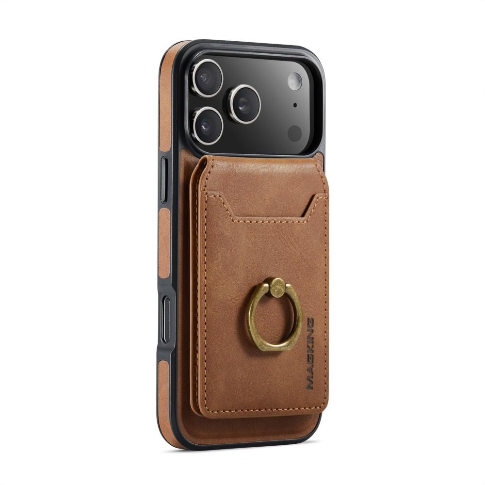 Phone Case For Iphone 17 Pro Max Air 17E 16E MagSafe Magnetic Leather Split Type Wallet Ring Card Holder Shockproof Back Cover