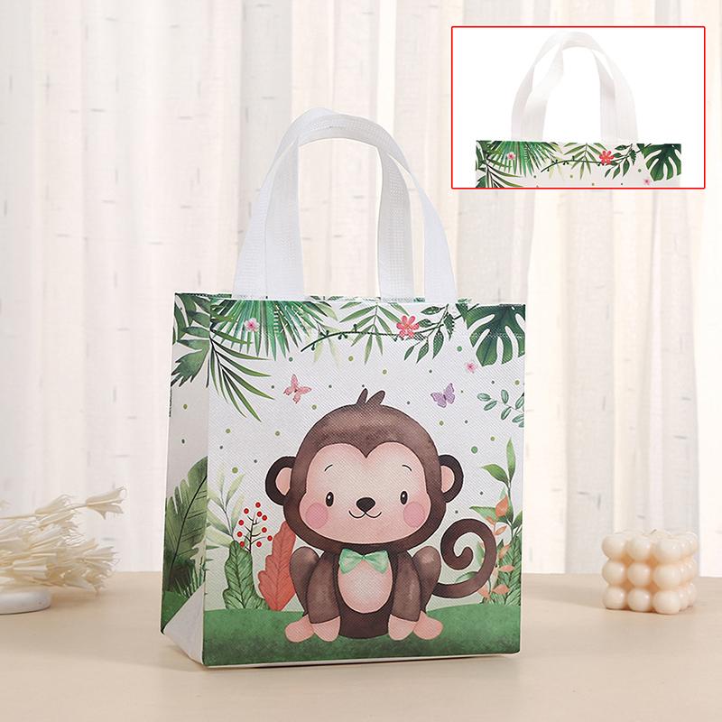 5Pcs Wild Zoo Party Gift Bag Non Woven Jungle Animal Gift Bag Children'S Wild Zoo Theme Party Birthday Gift Bag