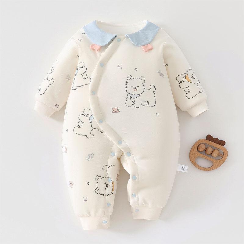 Thickened 120g Cotton Winter Baby Jumpsuit - Warm Padded Bodysuit for Crawling
