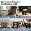 Metal Jewelry Display Rack with Open Pegboard Panel, 16 Movable Hooks and Adjustable Viewing Positions for Tabletop Retail and Craft Fair Displays