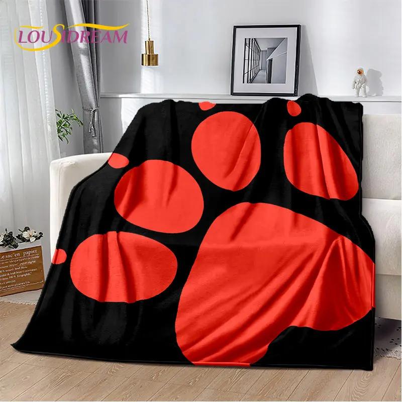 Pets Footprint Sole Series 3D Soft Plush Blanket, cobertor de flanela para sala de estar, quarto, cama, sofá, piquenique, capa para crianças