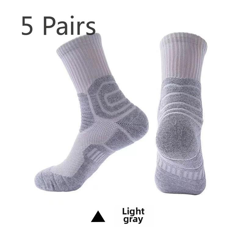 5 Pairs of Boys Basketball Professional Sports Outdoor Gaobon Towel Bottom Hiking Socks