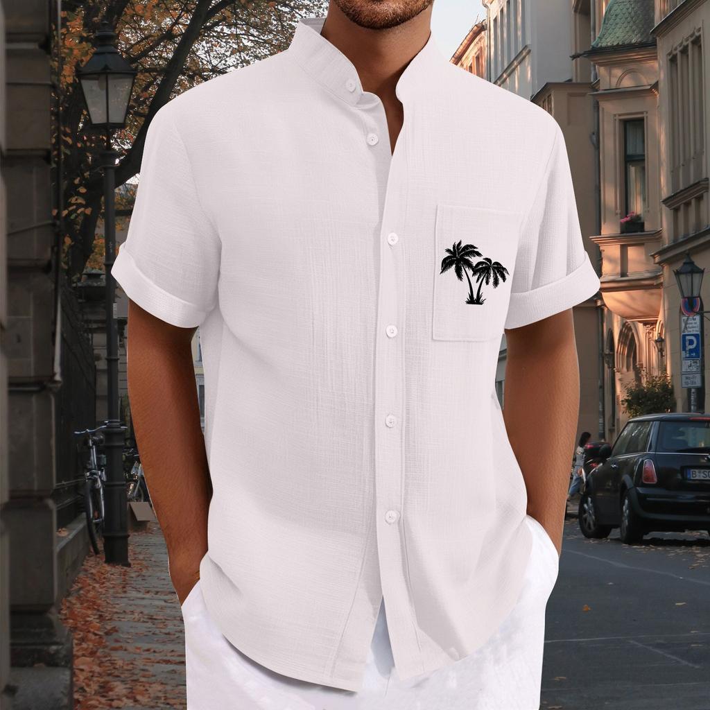 Men'S Casual Loose Short Sleeved Printed Shirt With Fashionable Top