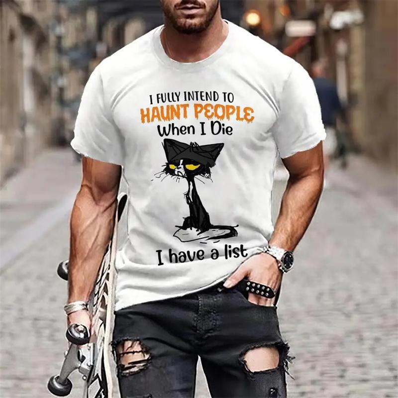 

3D-принтованная забавная футболка с изображением кошки и собаки для мужчин, милые футболки с коротким рукавом и принтом домашних животных, летние уличные повседневные свободные топы с круглым вырезом 6XL