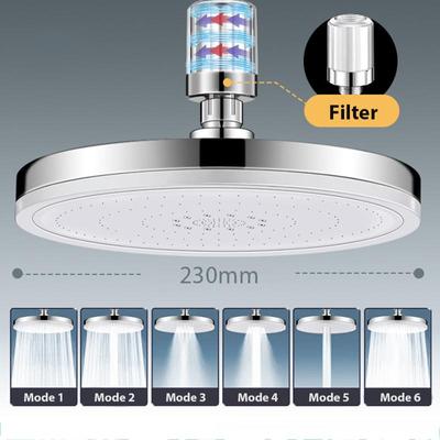 6 Modes Rainfall Shower Head Bathroom High Pressure Top Rain Shower Heads Shower Faucet Accessories Gun