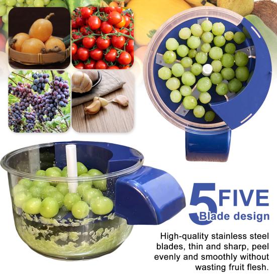 Electric Grape Peeling Machine Stainless Steel Kitchen Peeler High-Speed Fruit Skin Remover Tool Rechargeable Home Commercial Peeler for Cherry