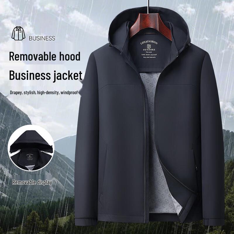 Hengyuanxiang Men's Detachable Hooded Thermal Jacket