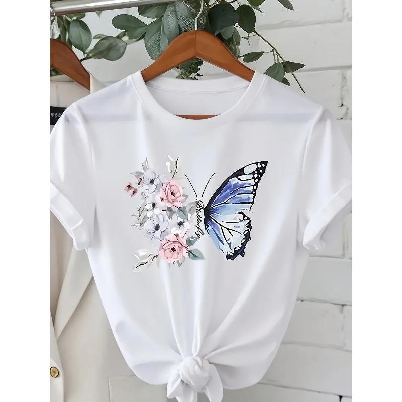 

European Size Spring And Summer Casual Short-Sleeve T-Shirts for Women 4XL білий