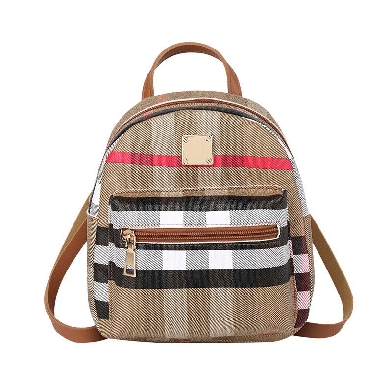 Women's bag new trend fashion plaid printing backpack multi-functional small backpack women's oblique span bag