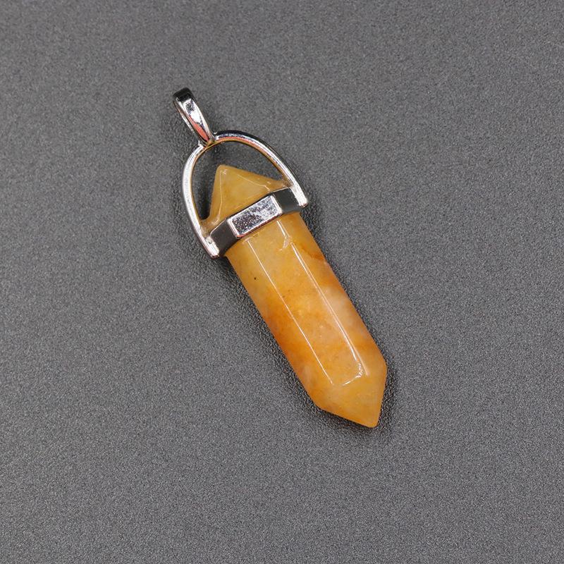 Agate Bullet & Rose Quartz Double Point Pendant Necklace