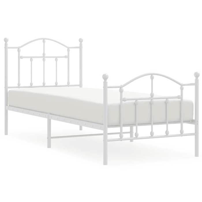 VidaXL Metal Bed Frame with Headboard-Footboard White 90x200 Cm 353499