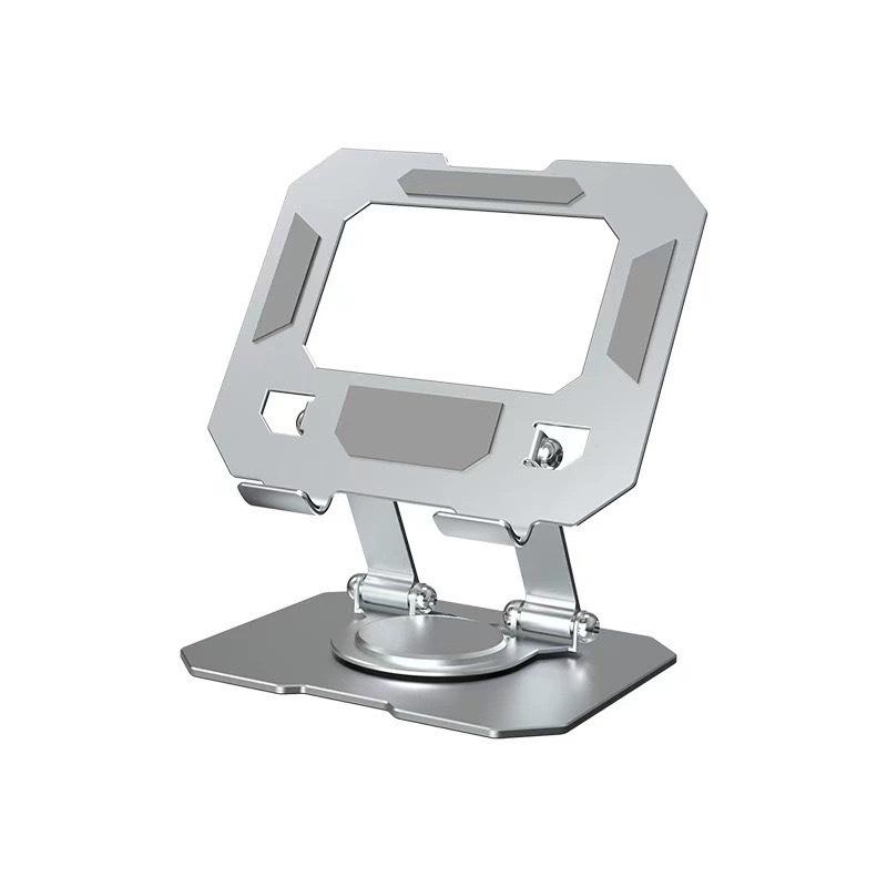 360 Degree Rotating Metal Hollowed Out Tablet Desktop Holder Adjustable Folding Monitor Stand for ipad Xiaomi Phone Universal серебряный