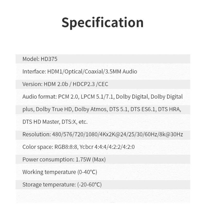8k HDMI2.0b Audio Extractor 2 In 1 Out Switcher eARC Splitter 7.1CH DSTHD AUX Coaxial Optical DAC Decoding CEC HDCP
