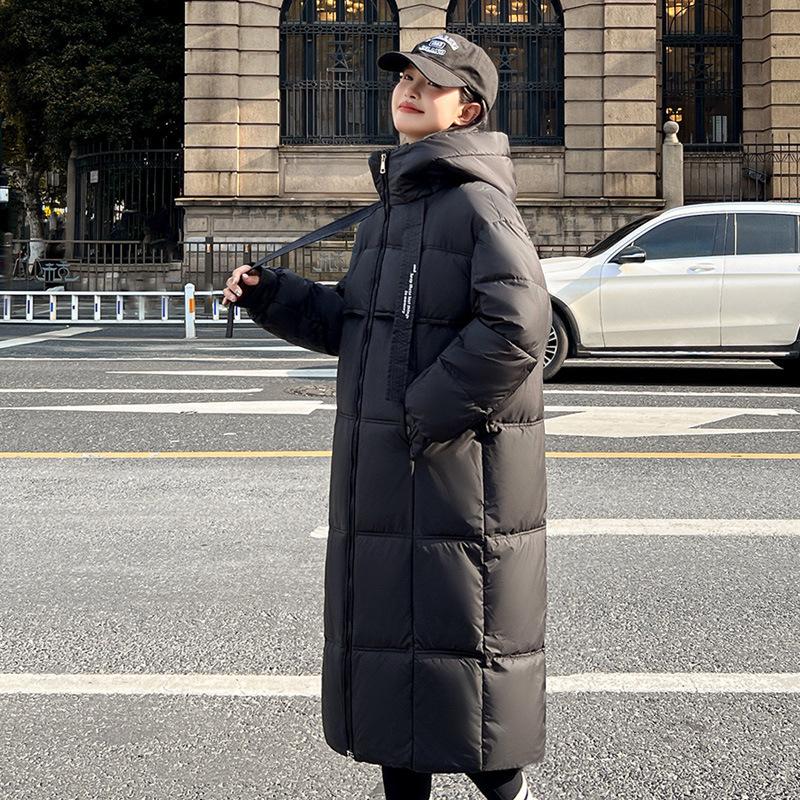 Winter new women's down cotton clothes thickened warm hooded A version regular hip-wrapped warm jacket