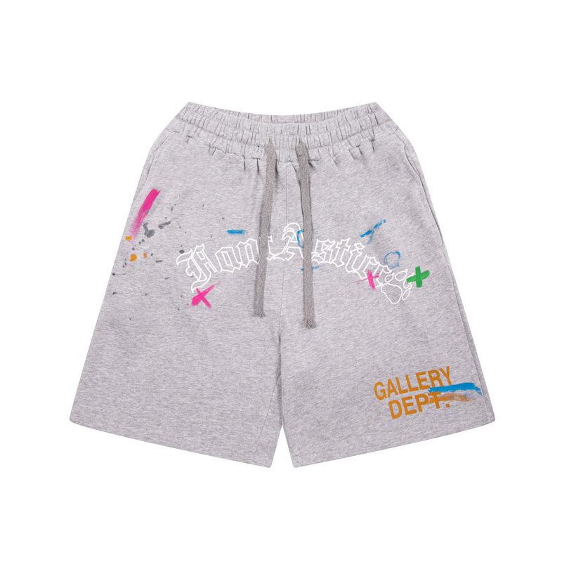 24 marque tendance européenne et américaine transfrontalière GALLERY DEPT peinture à la main éclaboussures d'encre assortiment de couleurs short décontracté hommes et femmes haut