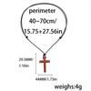 Vintage Wooden Cross Pendant Wax Rope Necklace For Men Women Accessories Jewelry Gift