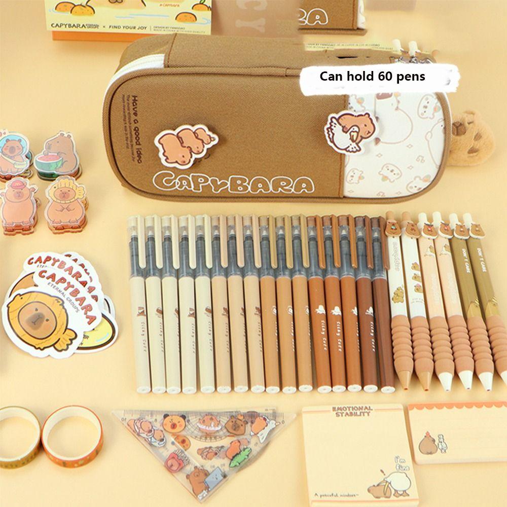 Durable Capybara Stationery Bag Zipper Cartoon Pencil Pouch ins Capybara Pen Bag Students