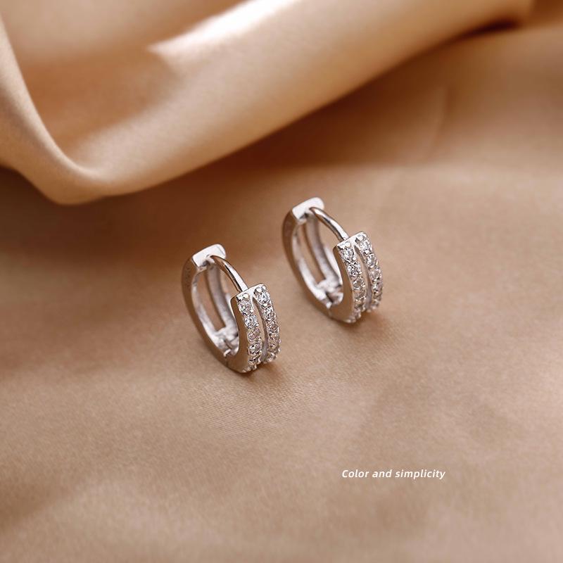 925 Sterling Silver Diamond Circle Earrings - Trendy Celebrity Style for Women