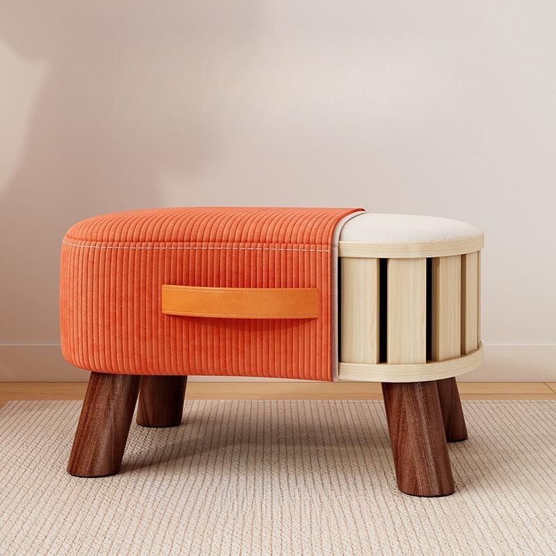 Wooden Low Stool Minimalist Shoe Changing Bench for Entryway Padded Footrest for Living Room Sofa Compact Bathroom Step Stool