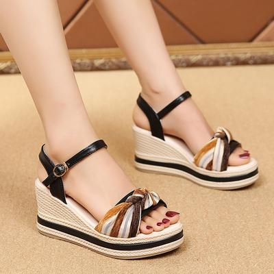 Γυναικεία Καλοκαιρινά Σανδάλια Πλατφόρμα Μόδας Ανοιχτό Πέλμα Φιόγκος Casual Παπούτσια Νέα Μαύρα Ενισχυτικά Ελαφριά Σανδάλια Παραλίας
