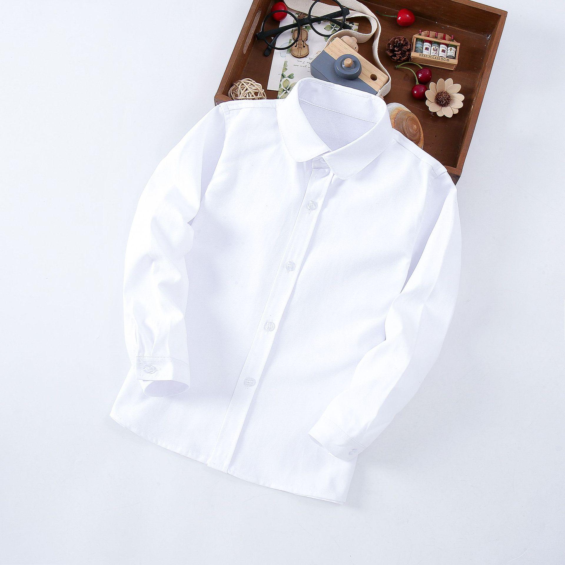 

Белая рубашка с длинным рукавом для школьной формы для мальчиков - Весенне-осенняя одежда для выступлений Size 170