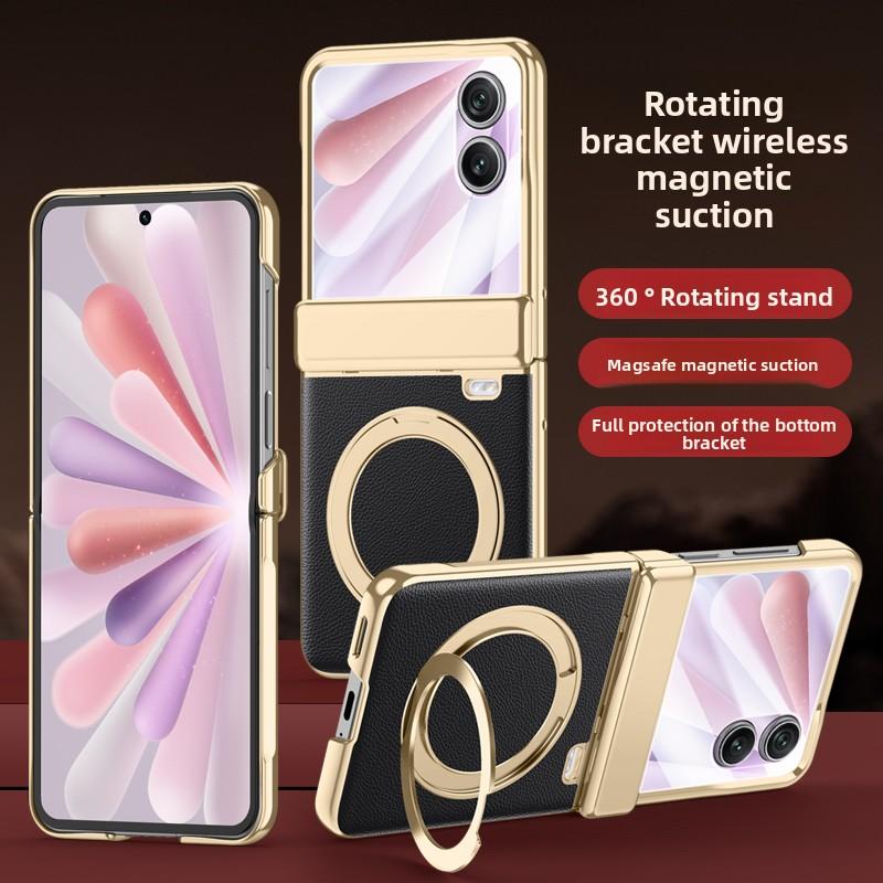 360° Rotating For Magsafe Magnetic Holder Phone Case with HD Screen Protector for Honor Magic V Flip 2 5G Hinge Cover