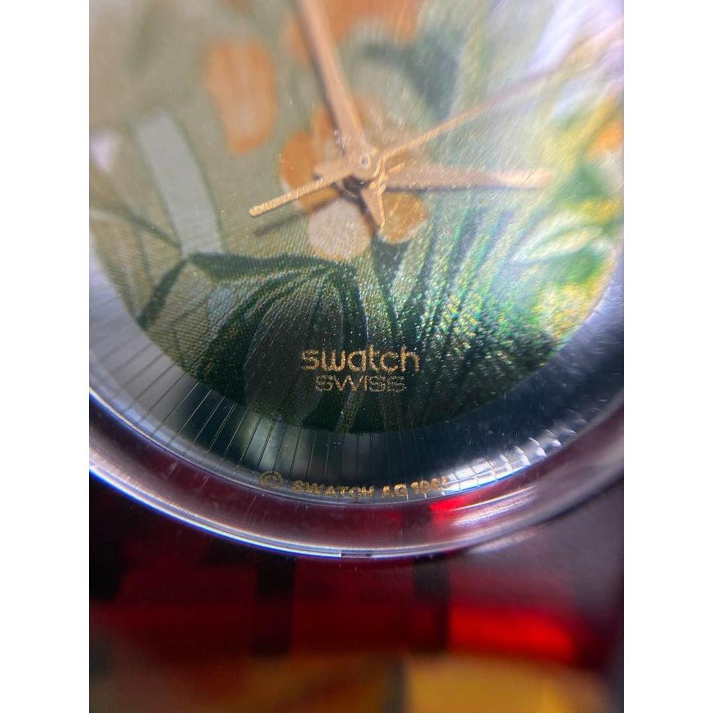 Used Swatch watch botanical pattern analog working item