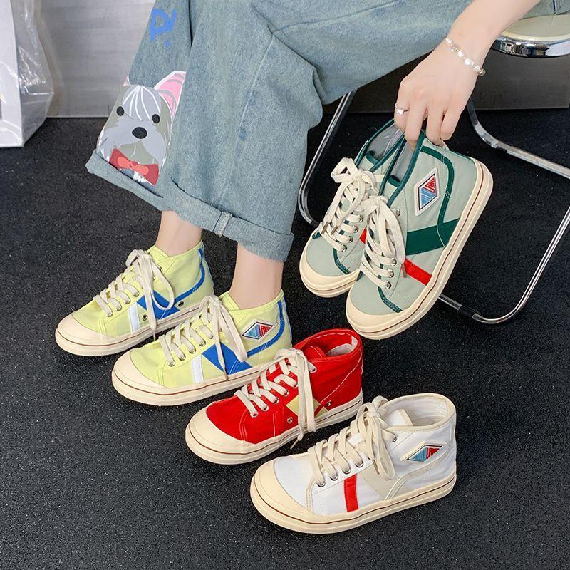 Retro Canvas Shoes 2025 Summer New Casual Student Soft-soled Shoes Versatile Breathable Women's Shoes Color Matching Sports Shoes