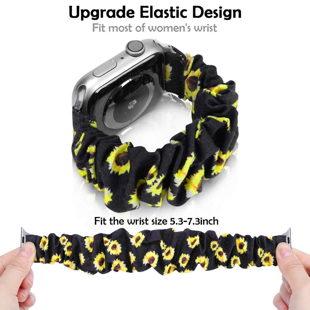 Scrunchie Strap for Apple Watch Band 44mm 40mm Correa iWatch 38mm 42mm Belt Solo Loop Watchbands for Series 7 6 SE 5 4 3