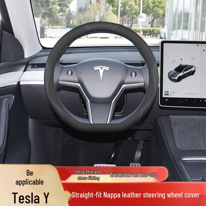 Tesla Model 3 Steering Wheel Cover: Non-slip, Odorless, No-Sew, 25 Models Compatibility, Interior Modification