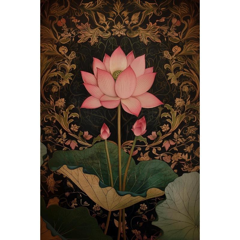 Modern Classic Flowers Pink Lotus Lndian Art Retro Posters Prints Canvas Painting Wall Art Picture Living Room Home Decor