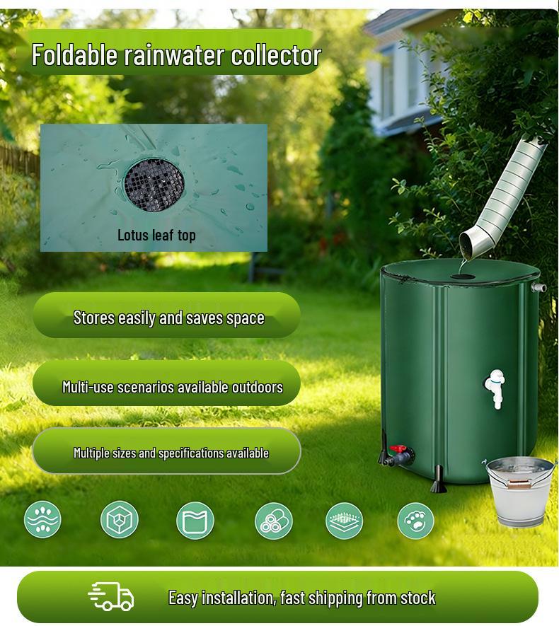 Foldable PVC Rainwater Collection Barrel for Garden and Car Washing