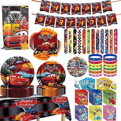 Lightning McQueen Cars Party Favor Cartoon Sticker Stamp Gift Bag Slap Bracelet Gift Bag Classroom Rewards Prizes Birthday Party