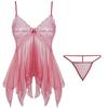 Sexy Suspenders Pajamas Lace Sexy Gauze Perspective Sleepwear  Woman Dress Underwear Nighties Seductive Irregular Nightgown Sets