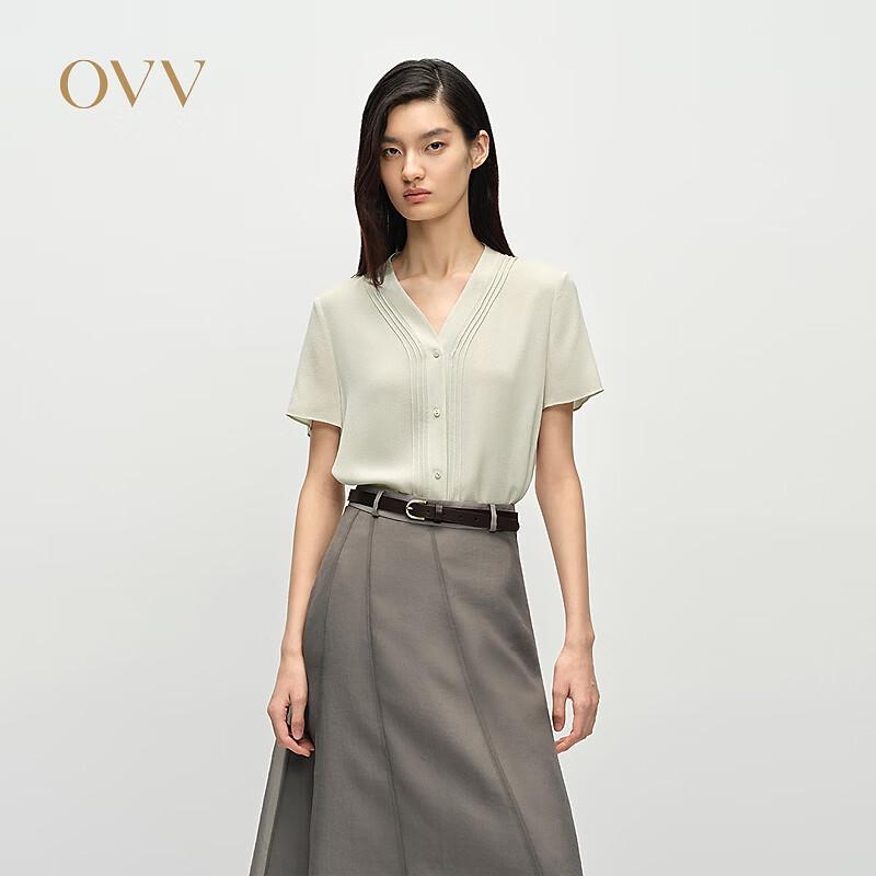 

OVV Women s 22MM Silk Crepe V-Neck Blouse S