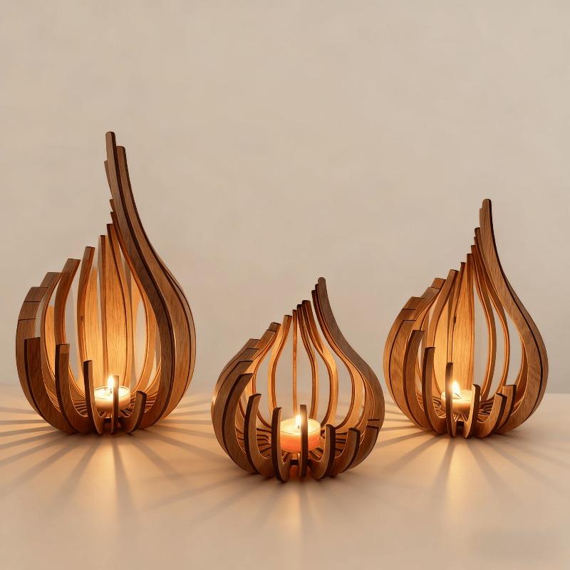1 Stück Kunstwerk Holz DIY Handgefertigter Kerzenhalter Dekorative Anordnung Schmuckstück Kreativer Kerzenständer für Haus Event Dekoration