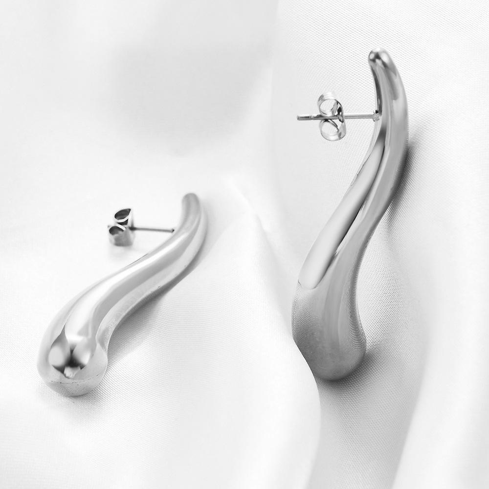 European & American 53MM Stainless Steel Water Drop Earrings