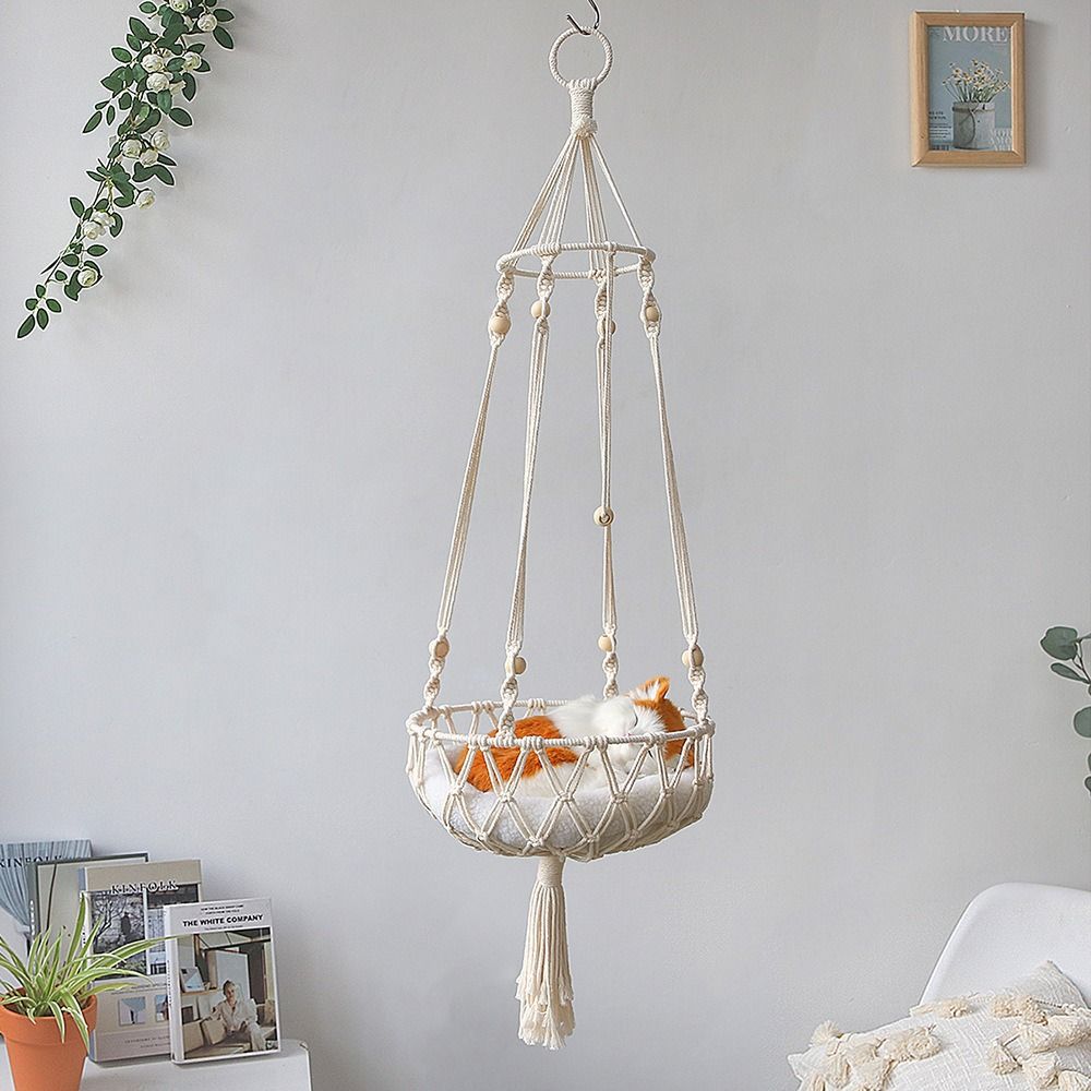 Hanging Cat Hammock Handwoven Cat Sofa Pet Swing Bed Hanging Basket Cat Nest  Kitten Puppy Summer
